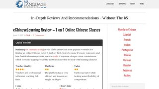 All Language Resources - Chinese Tutors - eChineseLearning Review
