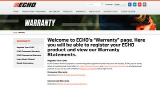 Best Consumer Warranty Longest Commercial Warranty | ECHO USA
