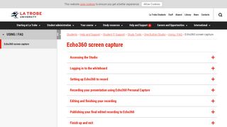 Echo360 screen capture, Help & Support, La Trobe University