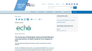 The University of Nottingham Selects Echo360 Blended ... - Marketwire