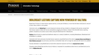 BoilerCast lecture capture now powered by Kaltura ... - itap.purdue