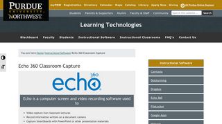 Echo 360 Classroom Capture - Purdue University Northwest