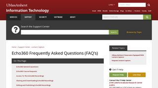 Echo360 Frequently Asked Questions (FAQ's) | UMass Amherst ...