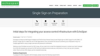 Single Sign-on Preparation - EchoSpan