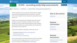 ECINS - recording early help assessments | Shropshire Council
