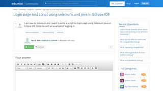 Login page test script using selenium and java in Eclipse IDE - Edureka