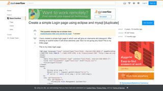 Create a simple Login page using eclipse and mysql - Stack Overflow