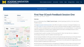 First Year ECoach Feedback Session One – Academic Innovation