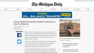 ECoach digital tool provides academic resources ... - The Michigan Daily