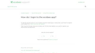 How do I login to the ecobee app? – ecobee Support