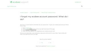 I forgot my ecobee account password. What do I do? – ecobee Support