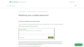 Resetting your ecobee password – ecobee Support