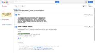 Changing access code on Ecobee Smart Thermostat - Google Groups