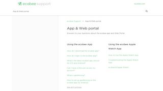 App & Web portal – ecobee Support
