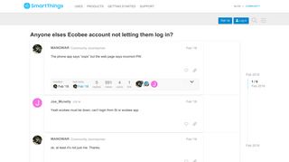 Anyone elses Ecobee account not letting them log in? - SmartThings ...