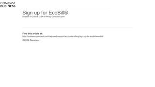 Sign up for EcoBill® - Comcast Business