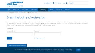 E-learning login and registration - Hamilton Medical