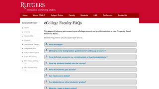 eCollege Faculty FAQs | Rutgers University - Center for Online ...
