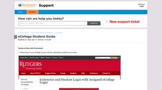 eCollege Student Guide : Support - Solutions