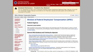 Federal Agency - Division of Federal Employees' Compensation ...