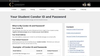 Your Student Condor ID and Password | IT | Conestoga College