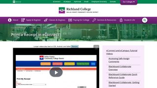 Print a Receipt in eConnect : Richland College