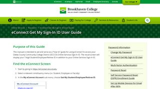 eConnect Get My Sign-In ID User Guide : Brookhaven College