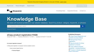 eCopy product registration FAQS - Knowledge Base