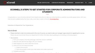 eCornell's Steps to Get Started for Corporate Administrators and ...