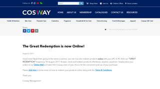 The Great Redemption is now Online! - COSWAY