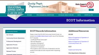 ECOT Information - ESC of Lake Erie West