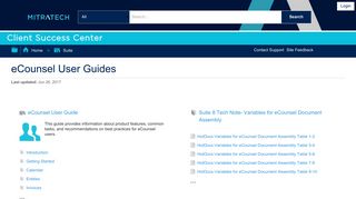 eCounsel User Guides - Mitratech Success Center