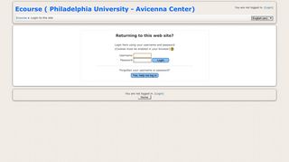 Ecourse ( Philadelphia University - Avicenna Center): Login to the site