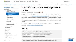 Turn off access to the Exchange admin center | Microsoft Docs