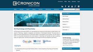 EC Psychology and Psychiatry - ECronicon Open Access | Scientific ...