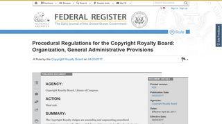 Federal Register :: Procedural Regulations for the Copyright Royalty ...