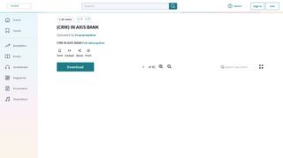 (CRM) IN AXIS BANK | Customer Relationship Management ... - Scribd