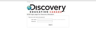 ECSD login page for Discovery Education