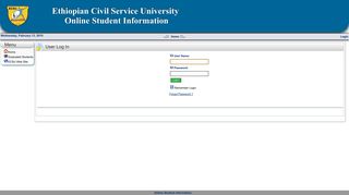 User Log In - Student Information > Home - Ethiopian Civil Service ...