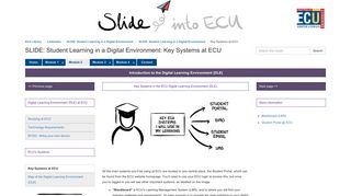 Key Systems at ECU - SLIDE: Student Learning in a Digital ...