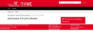 Service - eCurriculum 2.0 Link is Broken - TeamDynamix