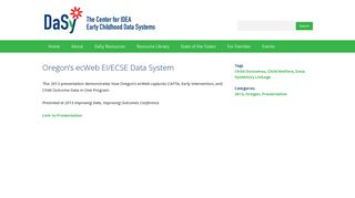 Oregon's ecWeb EI/ECSE Data System | - DaSy Center