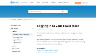 Logging in to your Ecwid store – Ecwid Help Center - Ecwid Support