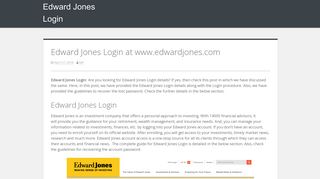 Edward Jones Login @ edwardjones.com - Edward Jones Login