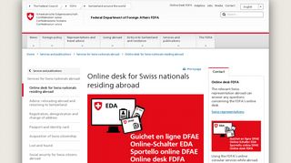 Online desk for Swiss nationals residing abroad - admin.ch