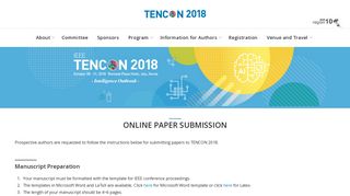 Online Paper Submission – Tencon2018