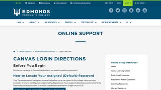 Edmonds Community College: Online Support - Login Direction