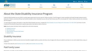 About the State Disability Insurance Program - EDD - CA.gov