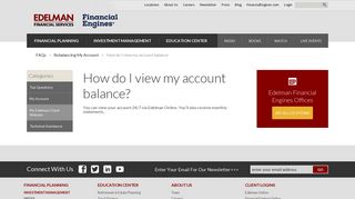 How do I view my account balance - Edelman Financial