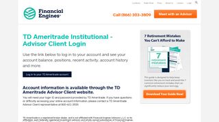 TD Ameritrade Institutional - Advisor Client Login ... - Financial Engines